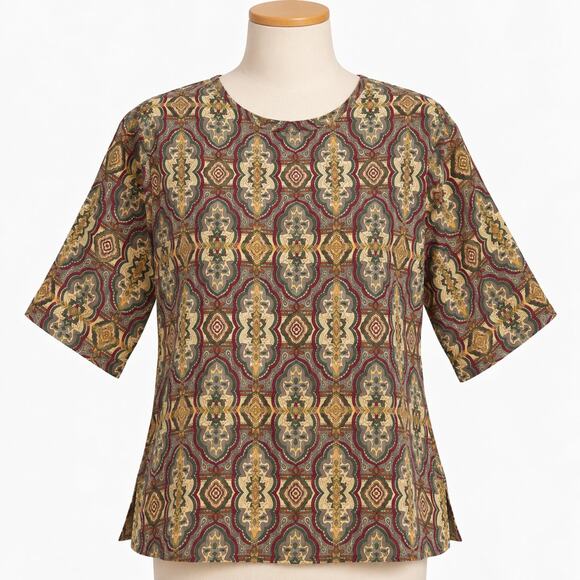Pacific Silk & Studio Clothing Co. Tops - Vintage Pacific Silk Studio 100% Silk Paisley Tunic Top Women's Small